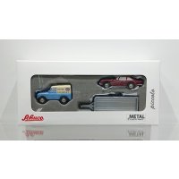 Schuco piccolo Land Rover Series III with car-trailer and Aston Martin DB5 "British Car Service"