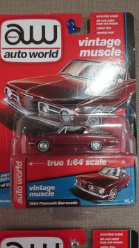 auto world 1:64 '64 Plymouth Barracuda  Dark Red