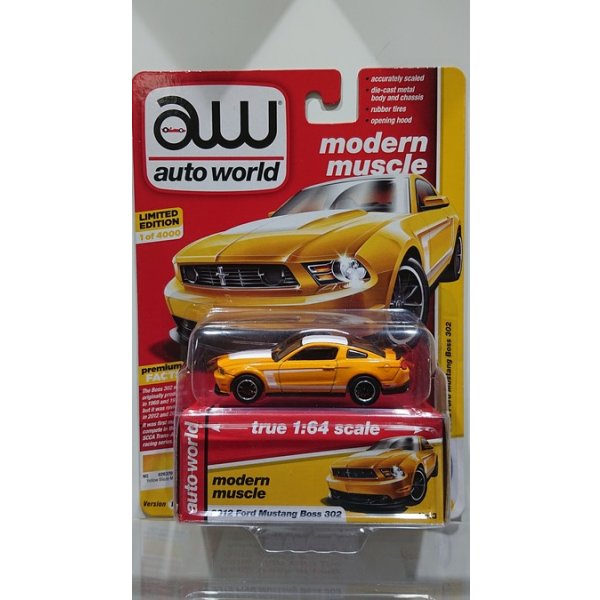 画像1: auto world 1:64 '12 Ford Mustang Boss 302 Yellow Blaze