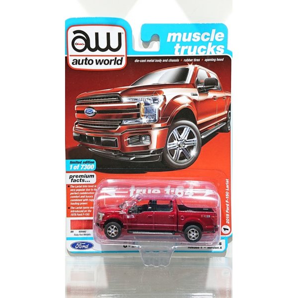 画像1: auto world muscle trucks 1/64 '18 Ford F-150 Lariat Ruby Red Metallic