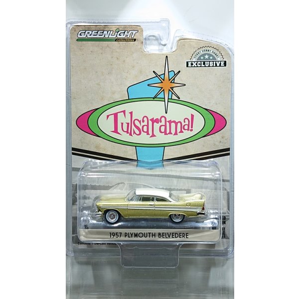 画像1: GREEN LiGHT EXCLUSIVE 1/64 '57 Plymouth Belvedere - Desert Gold and Sand Dune White - Tulsa, Oklahoma "Tulsarama" 1597 Underground Vault