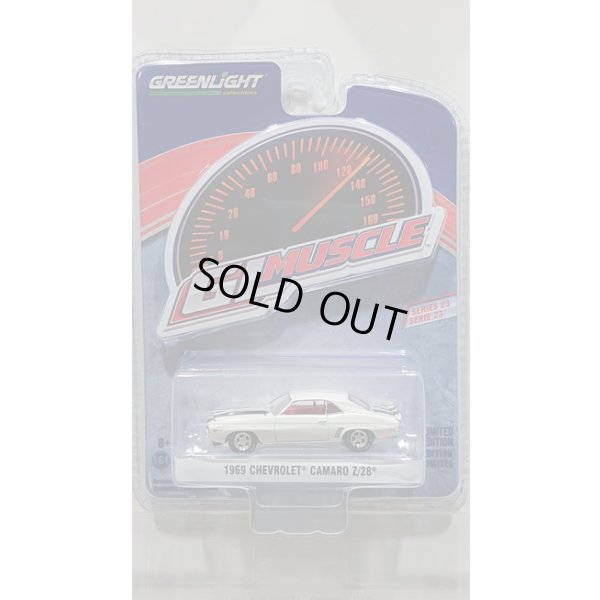 画像1: GREEN LiGHT 1/64 GL Muscle Series 23 '69 Chevrolet Camaro Z/28 - Dover White with Black Stripes & Red Interior