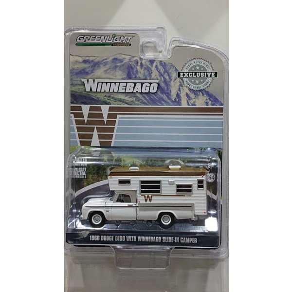 画像1: GREEN LiGHT EXCLUSIVE 1/64 '66 Dodge D-100 with Winnebago Slide-In Camper