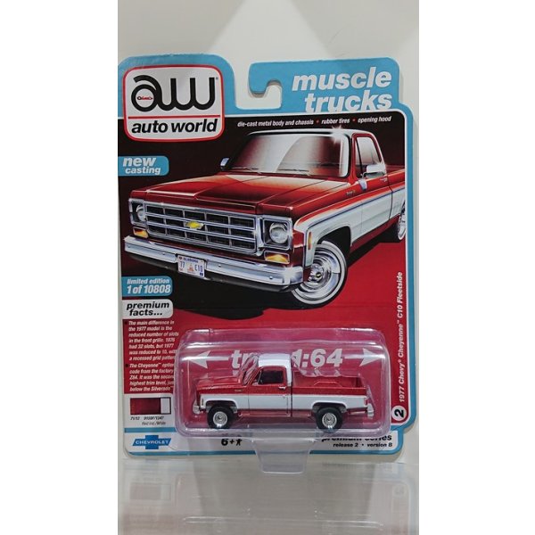 画像1: auto world 1/64 '77 Chevrolet Fleetside Pickup Truck Metallic Red