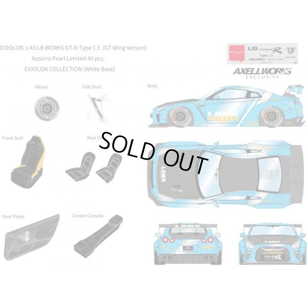 画像8: EIDOLON 1/43 LB WORKS GT-R Type 1.5 (GT Wing Version) Azzurro Pearl Limited 40 pcs.