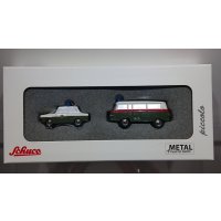 Schuco Piccolo Police Car Set Barcas Bus & Trabant 601