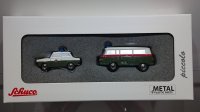 Schuco Piccolo Police Car Set Barcas Bus & Trabant 601
