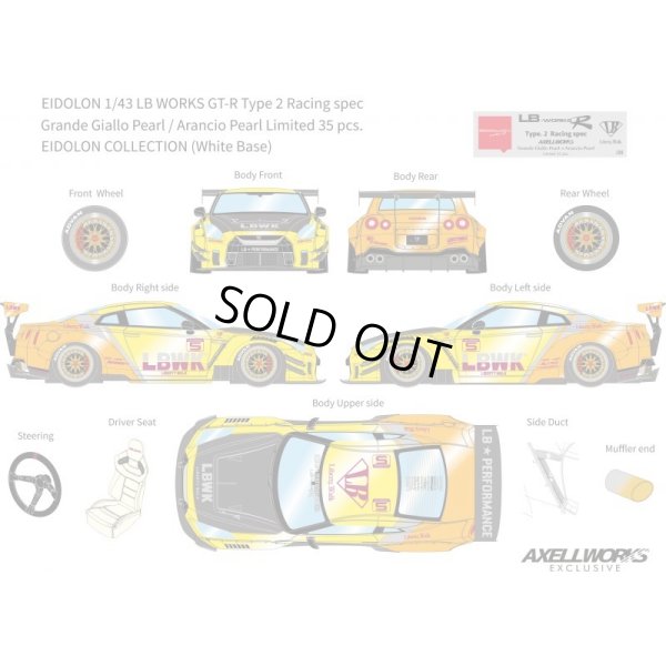 画像11: EIDOLON 1/43 LB WORKS GT-R Type 2 Racing spec Grande Giallo Pearl / Arancio Pearl Limited 35 pcs.