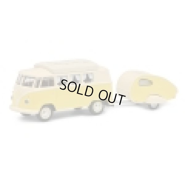 画像2: Schuco 1/64 VW T1 Camper with Trailer Yellow / Beige