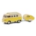 画像2: Schuco 1/64 VW T1 Camper with Trailer Yellow / Beige (2)