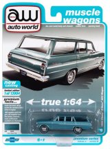 auto world 1/64 1963 Chevy II 400 Nova Station Wagon Azure Aqua
