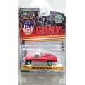 GREEN LiGHT EXCLUSIVE 1/64 1986 Chevrolet M1008 4x4 - FDNY with Fire Equipment, Hose and Tank