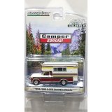 GREEN LiGHT EXCLUSIVE 1/64 1974 Ford F-250 Camper Special with Large Camper - Candy Apple Red & Wimbledon White