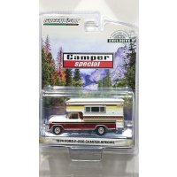 GREEN LiGHT EXCLUSIVE 1/64 1974 Ford F-250 Camper Special with Large Camper - Candy Apple Red & Wimbledon White