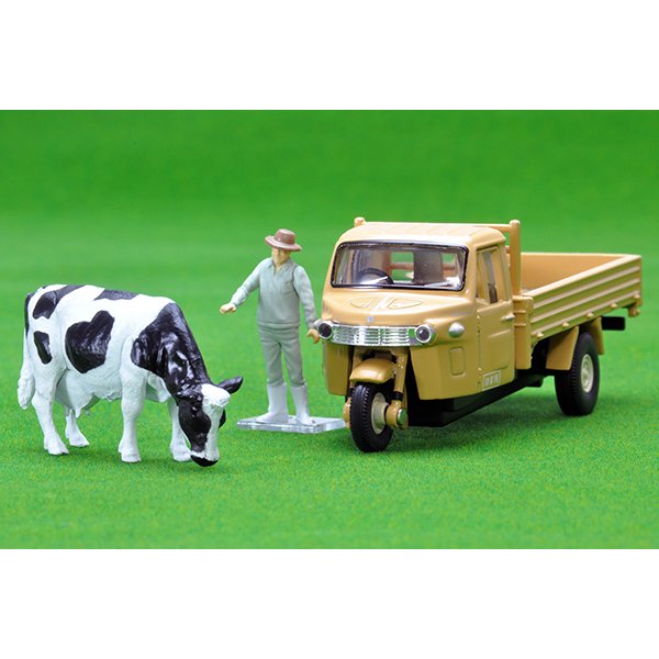 画像3: TOMYTEC 1/64 Limited Vintage Daihatsu CO10T (Brown) with figure
