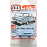 auto world 1/64 1963 Chevy Nova II Station Wagon Silver Blue