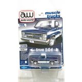 auto world 1/64 1985 Chevy Silverado Dark Blue / White