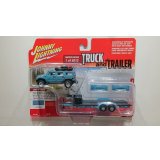 JOHNNY LIGHTNING 1/64 2004 Hummer H2 Ocean Blue & Open Trailer Ocean Blue
