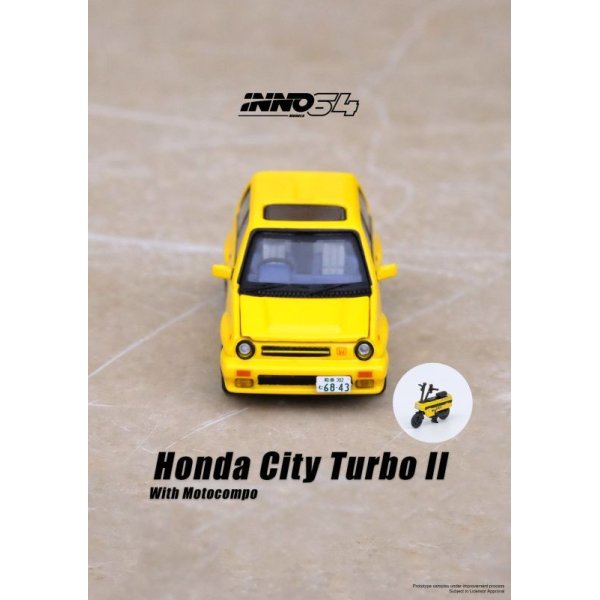 画像3: INNO Models 1/64 Honda City Turbo II Yellow with MOTOCOMPO