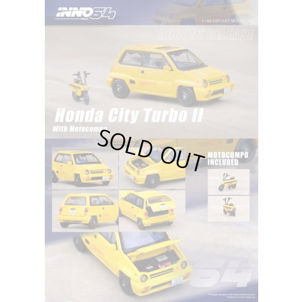 画像2: INNO Models 1/64 Honda City Turbo II Yellow with MOTOCOMPO