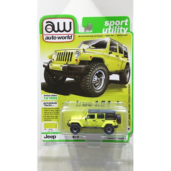 画像1: auto world 1/64 2017 Jeep Wrangler Sahara Unlimited Hyper Yellow Offroad