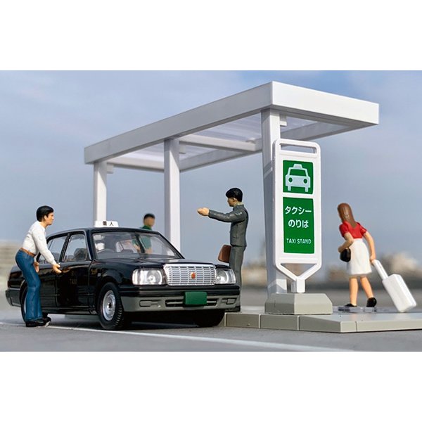 画像1: TOMYTEC 1/64 Diorama Collection 64 # Car Snap 04b Taxi stand (with Toyota Crown Comfort)