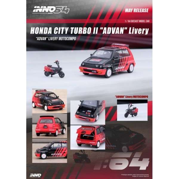 画像4: INNO Models 1/64 Honda City Turbo II "ADVAN" with MOTOCOMPO "ADVAN"