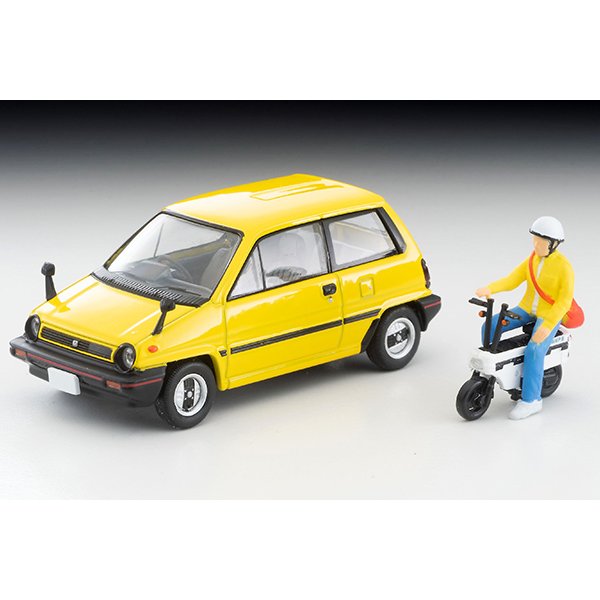 画像1: TOMYTEC 1/64 Limited Vintage NEO Honda City R (Yellow) with Motocompo '81