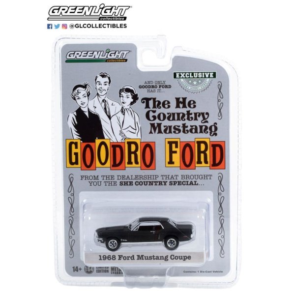 画像1: GREEN LiGHT EXCLUSIVE 1/64 1968 Ford Mustang Coupe `He Country Special` - Bill Goodro Ford, - Stealth Black