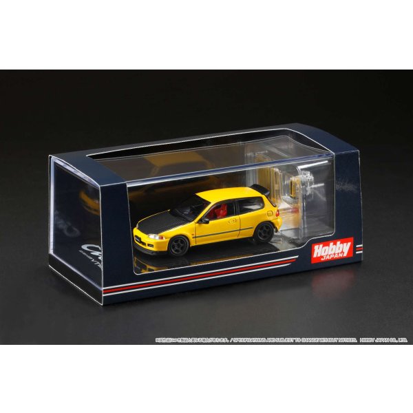 画像2: Hobby JAPAN 1/64 Honda CIVIC Type R (EK9) /Custom Version with Engine Display Model Sunlight Yellow