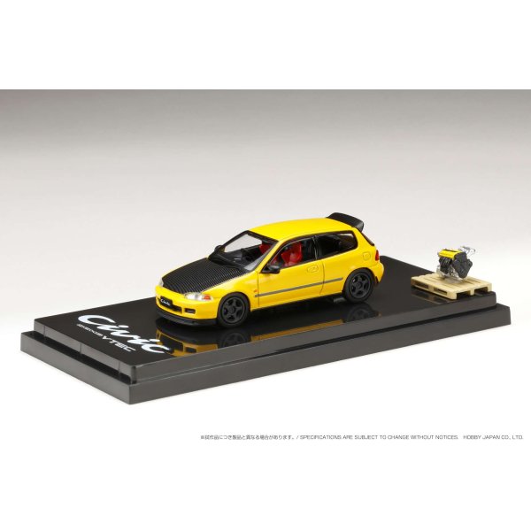 画像3: Hobby JAPAN 1/64 Honda CIVIC Type R (EK9) /Custom Version with Engine Display Model Sunlight Yellow