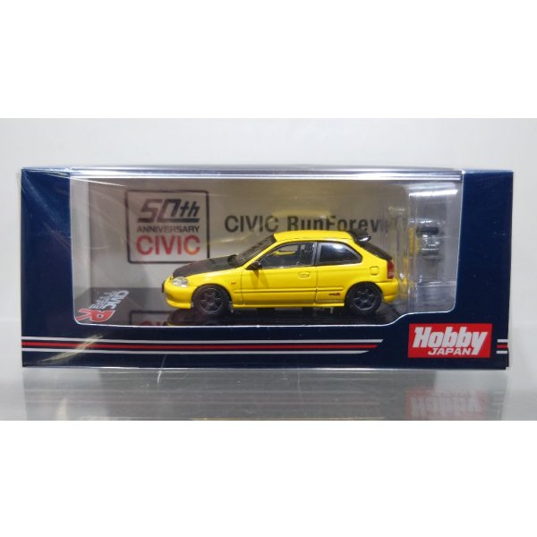 画像1: Hobby JAPAN 1/64 Honda CIVIC Type R (EK9) /Custom Version with Engine Display Model Sunlight Yellow