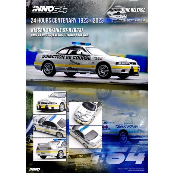 画像4: INNO Models 1/64 Nissan Skyline GT-R (R33) Le Mans 24 Hours Official Safety Car 1997