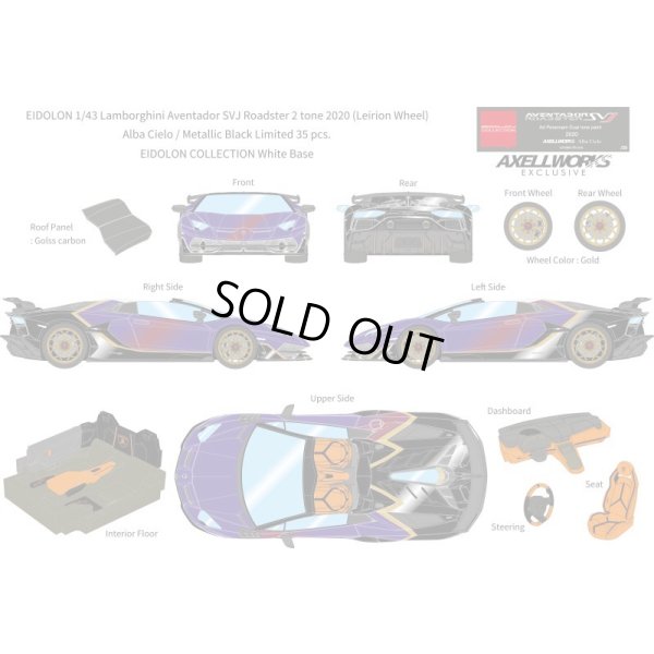 画像13: EIDOLON 1/43 Lamborghini Aventador SVJ Roadster 2020 2 tone paint Alba Cielo / Metallic Black Limited 35 pcs.