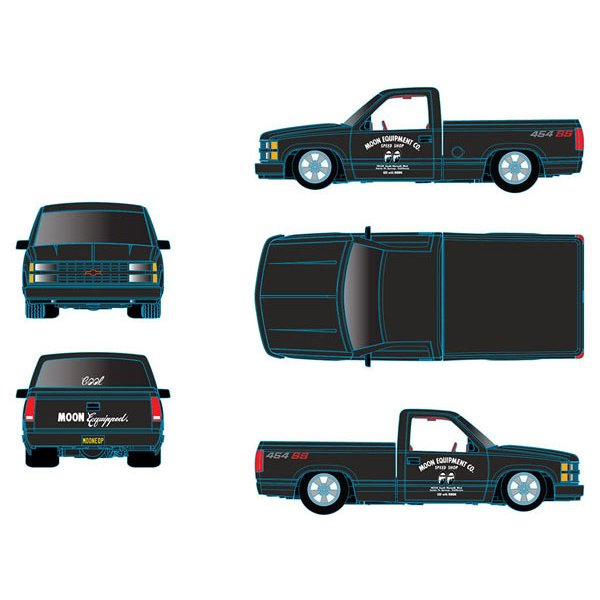 画像5: M2 Machines 1/64 1990 Chevrolet C1500 SS454 Matte Black MOON EQUIPMENT