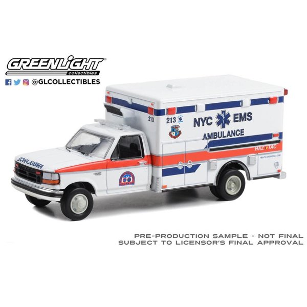 画像1: GREEN LiGHT EXCLUSIVE 1/64 First Responders - 1994 Ford F-350 Ambulance - NYC EMS HAZ TAC Ambulance