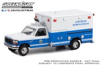 GREEN LiGHT EXCLUSIVE 1/64 First Responders 1993 Ford F-350 Ambulance Long Beach Search & Rescue, Long Beach, California