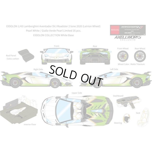 画像13: EIDOLON 1/43 Lamborghini Aventador SVJ Roadster 2020 2 tone paint Pearl White / Giallo Verde Pearl Limited 35 pcs.