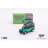 MINI GT 1/64 Land Rover Defender 110 1985 County Station Wagon Tritend Green (RHD)
