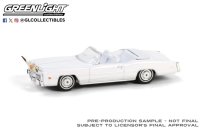 GREEN LiGHT EXCLUSIVE 1/64 1976 Cadillac Eldorado Convertible - White with Bull Horns Hood Ornament