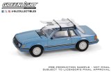 GREEN LiGHT EXCLUSIVE 1/64 1981 Ford Mustang Ghia Coupe with Ski Roof Rack - Medium Blue Glow