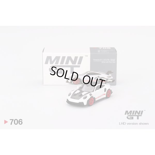 画像1: MINI GT 1/64 Porsche 911 (992) GT3 RS Weissach Package White w/Pyro Red (LHD)