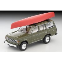 TOMYTEC 1/64 Limited Vintage NEO Toyota Land Cruiser 60 (Olive) with Canoe, Figure