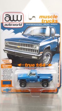 auto world 1/64 1981 Chevrolet Silverado 10 Stepside Medium Blue