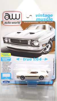 auto world 1/64 1973 Ford Mustang Mach 1 Pearl White