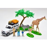 TOMYTEC 1/64 "Kaiyodo (海洋堂)" x "Tomica Limited Vintage" Diorama Collection 64 #CarSnap28a Safari 1 (with Toyota Land Cruiser FJ56V)