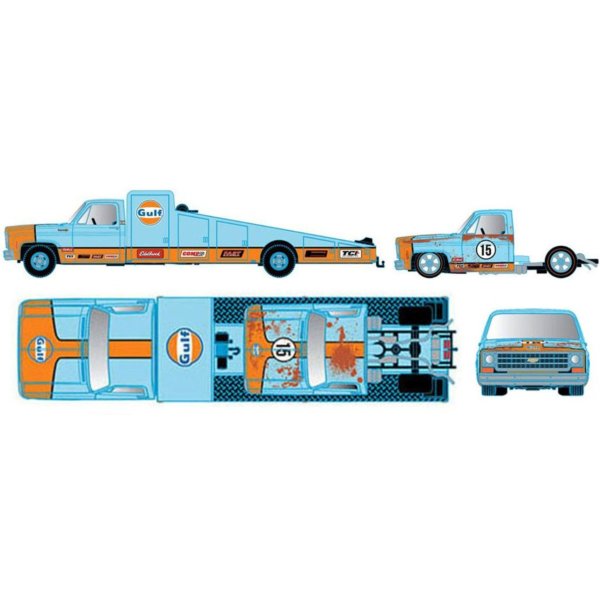 画像6: M2 Machines 1/64 1973 Chevrolet C30 Wedge Truck & 1978 Silver Silverado 10 Blue/Orange Gulf