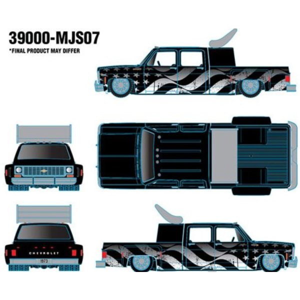 画像6: M2 Machines 1/64 Chevrolet Cheyenne Super 3 1973 Stars & Stripes Black