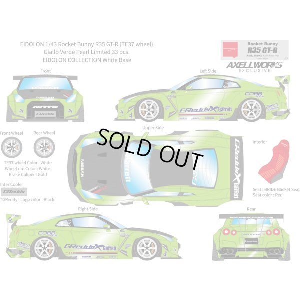画像13: EIDOLON 1/43 Rocket Bunny R35 GT-R (TE37 wheel) Giallo Verde Pearl Limited 33 pcs.
