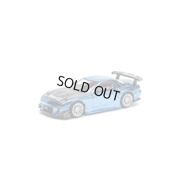 画像1: POP RACE 1/64 Mazda RX7 RE:Amemiya Widebody Blue Chrome